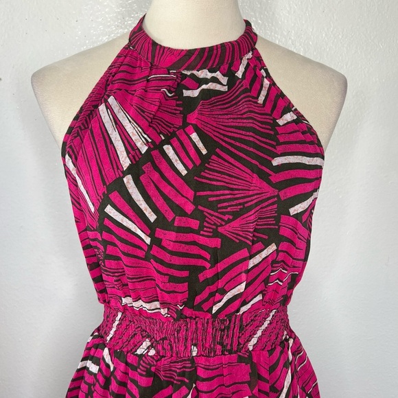 ANTHROPOLOGIE Maeve Kelli Halter Maxi Dress Pink Sleeveless Printed Size XS - Picture 5 of 14